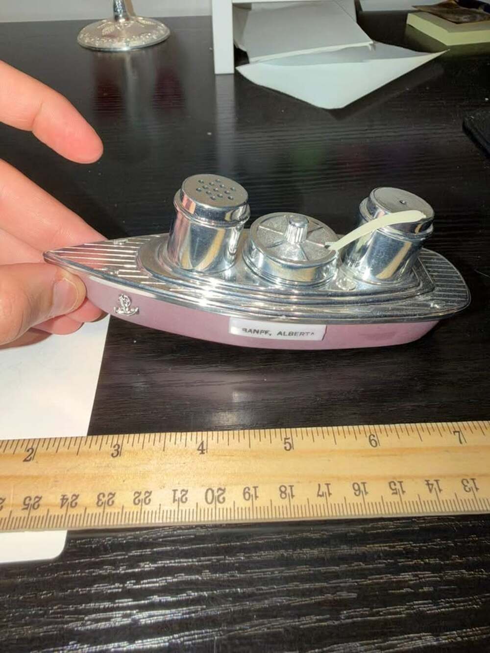 Vintage Banff Alberta Souvenir Boat Salt and Pepper Shaker Set